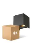 Mehrfachpackung 4x D'Lite LED Wandleuchte Elingen Aluminium Schwarz 4.9W 290lm - 830 Warmweiß | IP65 -  Lichtsensor