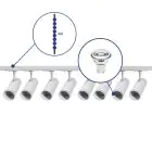 Ensemble complet Rail Monophasé Rail 3 Mètre Blanc | incl. 8x Spot + GU10 2700K 3W Dimmable + Embout, Connecteur d’Alimentation et I-Connecteur