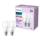 Lot 2x Philips Ampoule LED E27 Poire Dépolie 8W 806lm - 827 