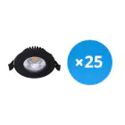 Lot 25x LED Inclinable Spot Noir Ronde 6W 550lm 60D - 927 Blanc Très Chaud | 85mm - IP54 - Dimmable - Meilleur Rendu De Couleur